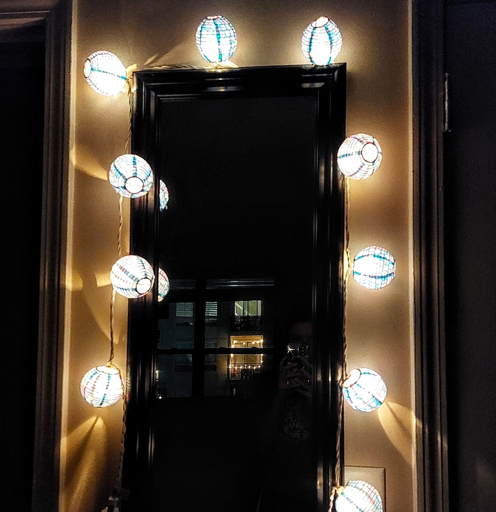 Blue Polkadot Globe Lantern String Lights